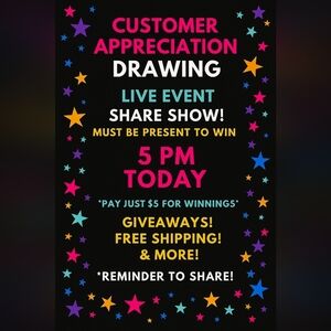 🌟 Customer Appreciation Drawing TODAY! 🌟Live at 5 PM — must be present to win
